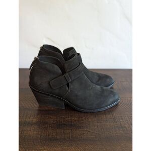 Eileen Fisher Ives Booties Black Suede Buckled Boots - Size 8.5